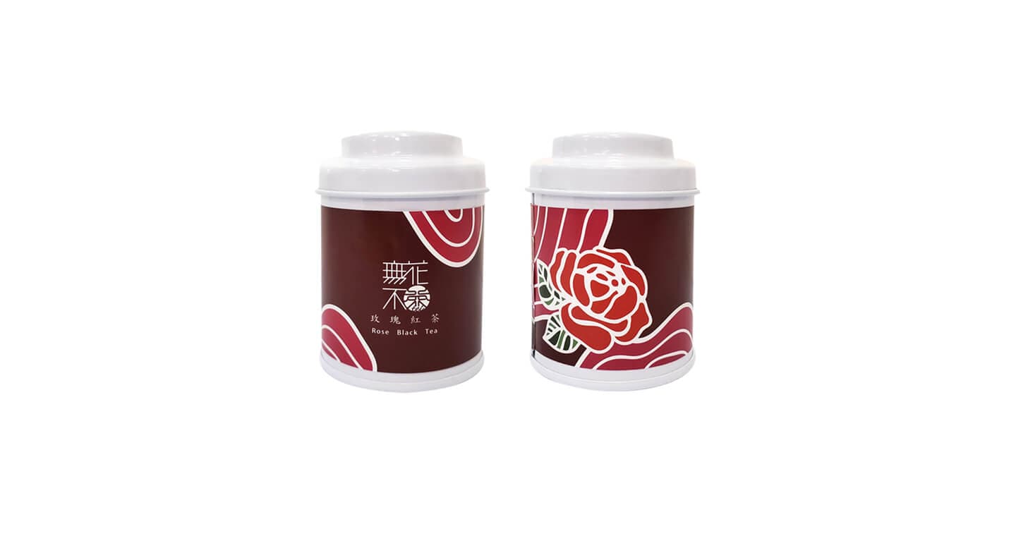 無藏 【無花不茶】原葉花茶系列-紅茶款：玫瑰紅茶—3g三角茶包*3入小鐵罐裝*5罐
