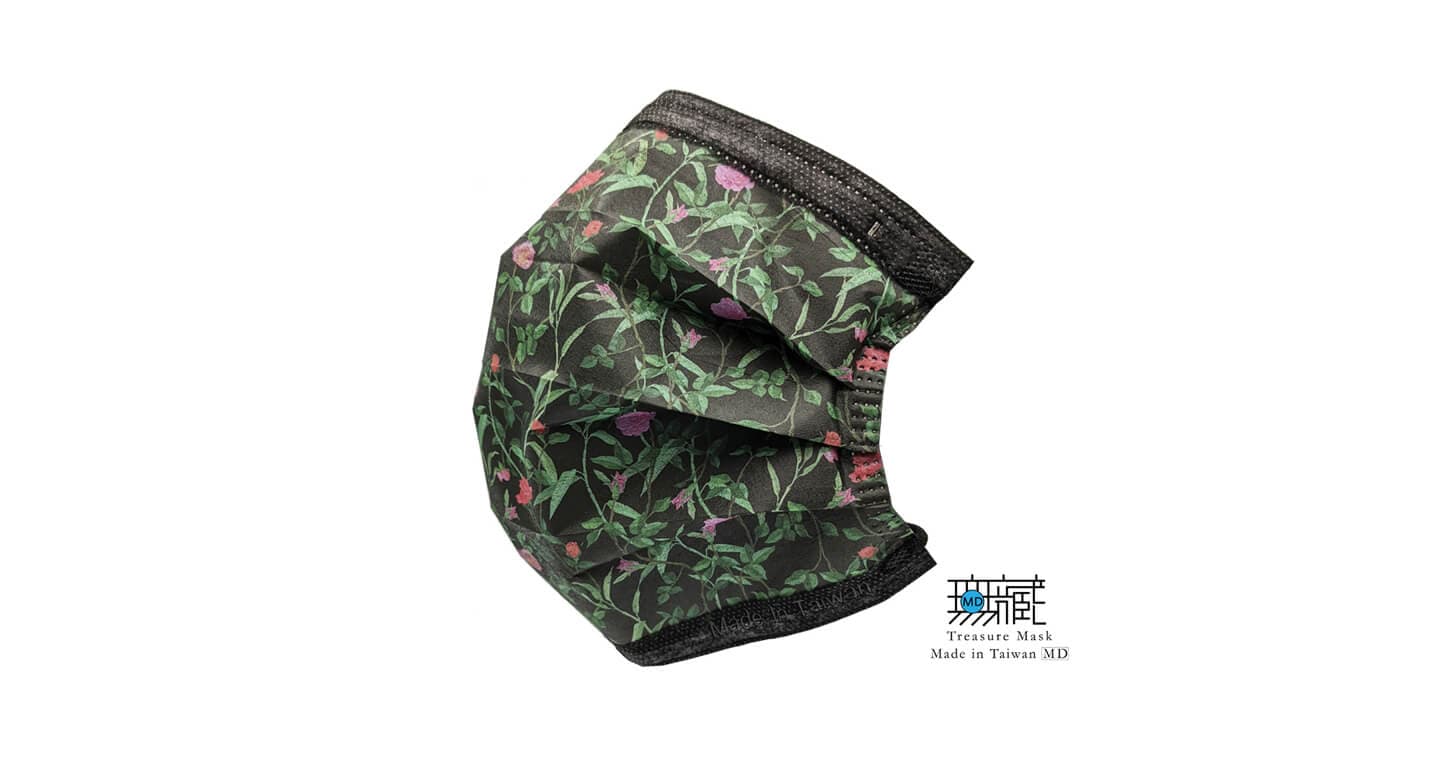 無藏生醫 黑底薔薇 三層防護口罩｜成人款5入裝*6包