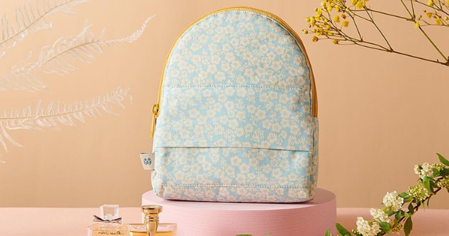 樣樣好物 【無藏嚴選】旅の花-精品化妝包： 淡藍 - 花見小路