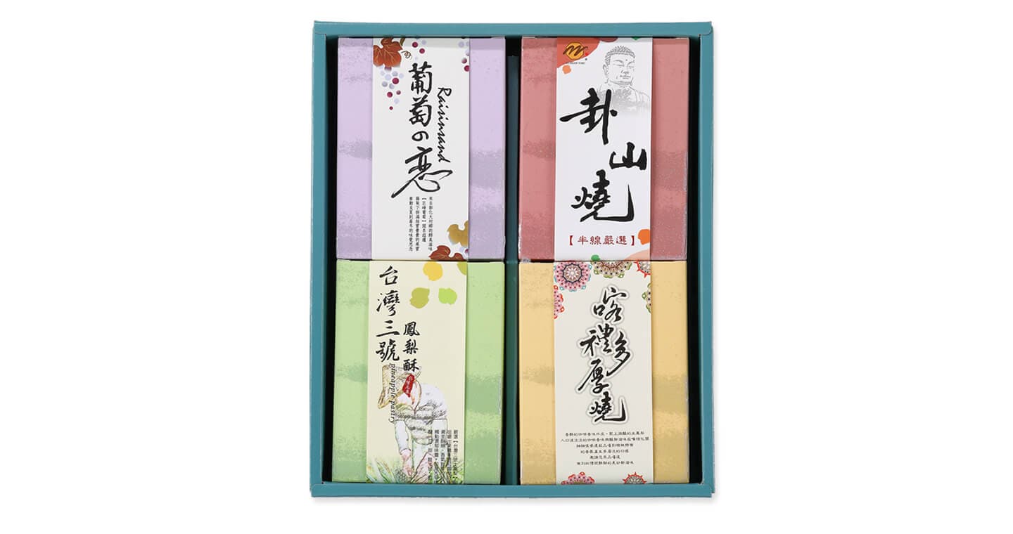 彰化卦山燒 卦山四喜禮盒(葡萄之戀+卦山燒餅+台灣3號土鳳梨酥+喀禮多厚燒) x 2盒(第 1 張,共 5 張)