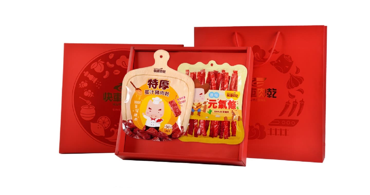快車肉乾 平安團圓經典小禮盒(特厚蜜汁豬肉乾+原味元氣條)