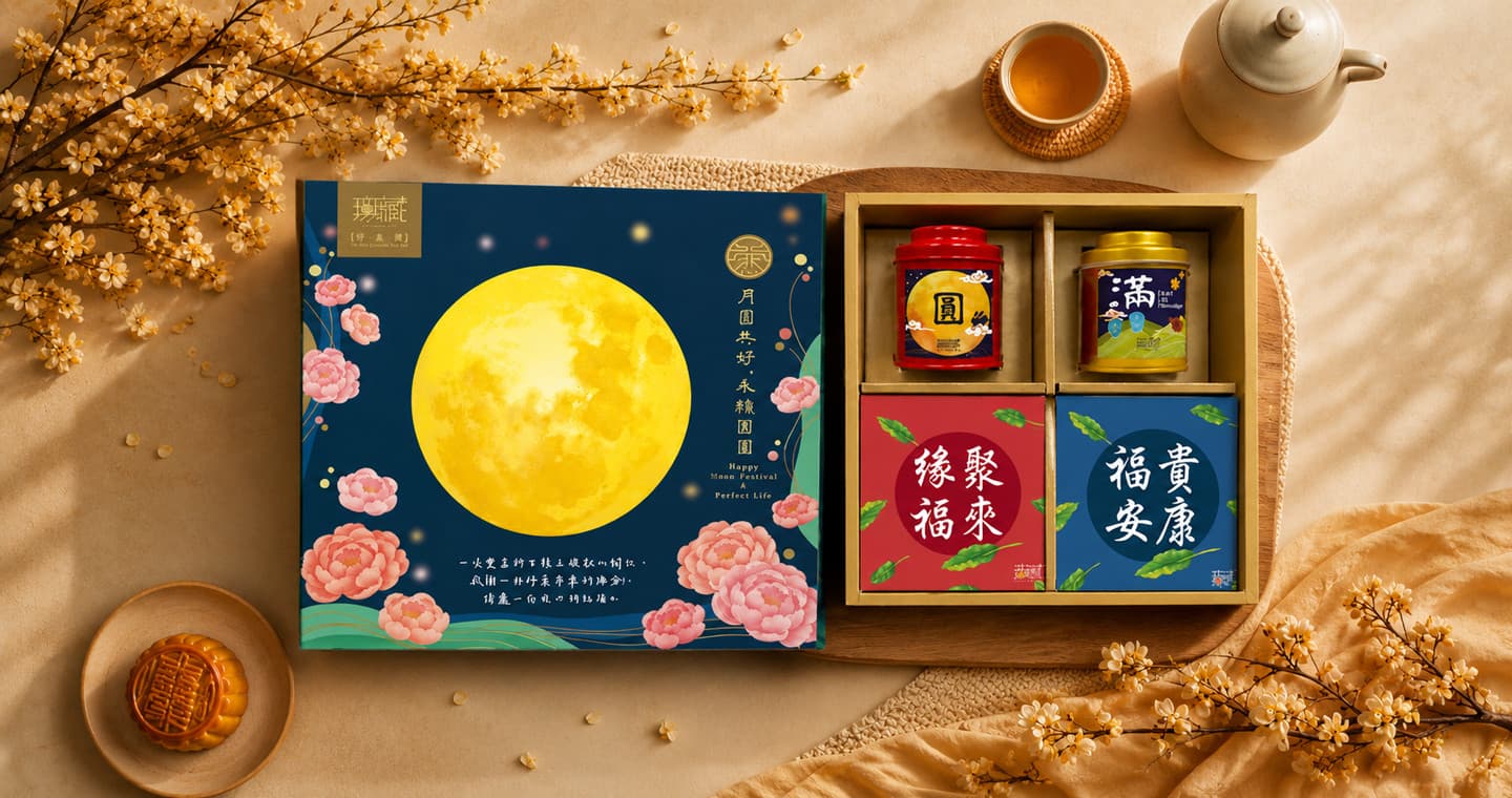 無藏 【中秋公益禮盒】D4【圓滿】祝福綜合茶食成雙禮盒 精美方盒組 (2茶2茶食)
